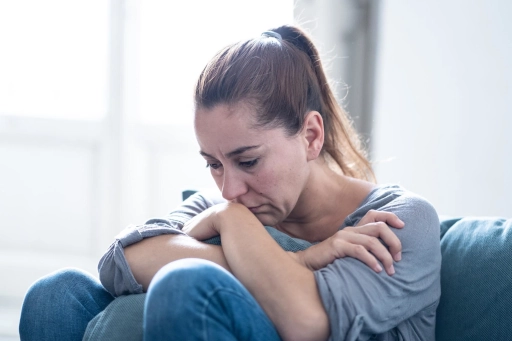 a woman crying