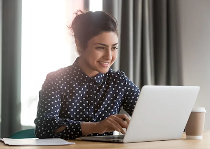 Woman working on laptop