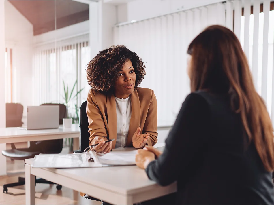 Two women in a meeting