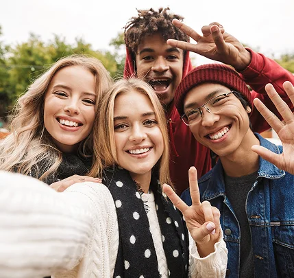 teen-therapy Group selfie of smiling friends