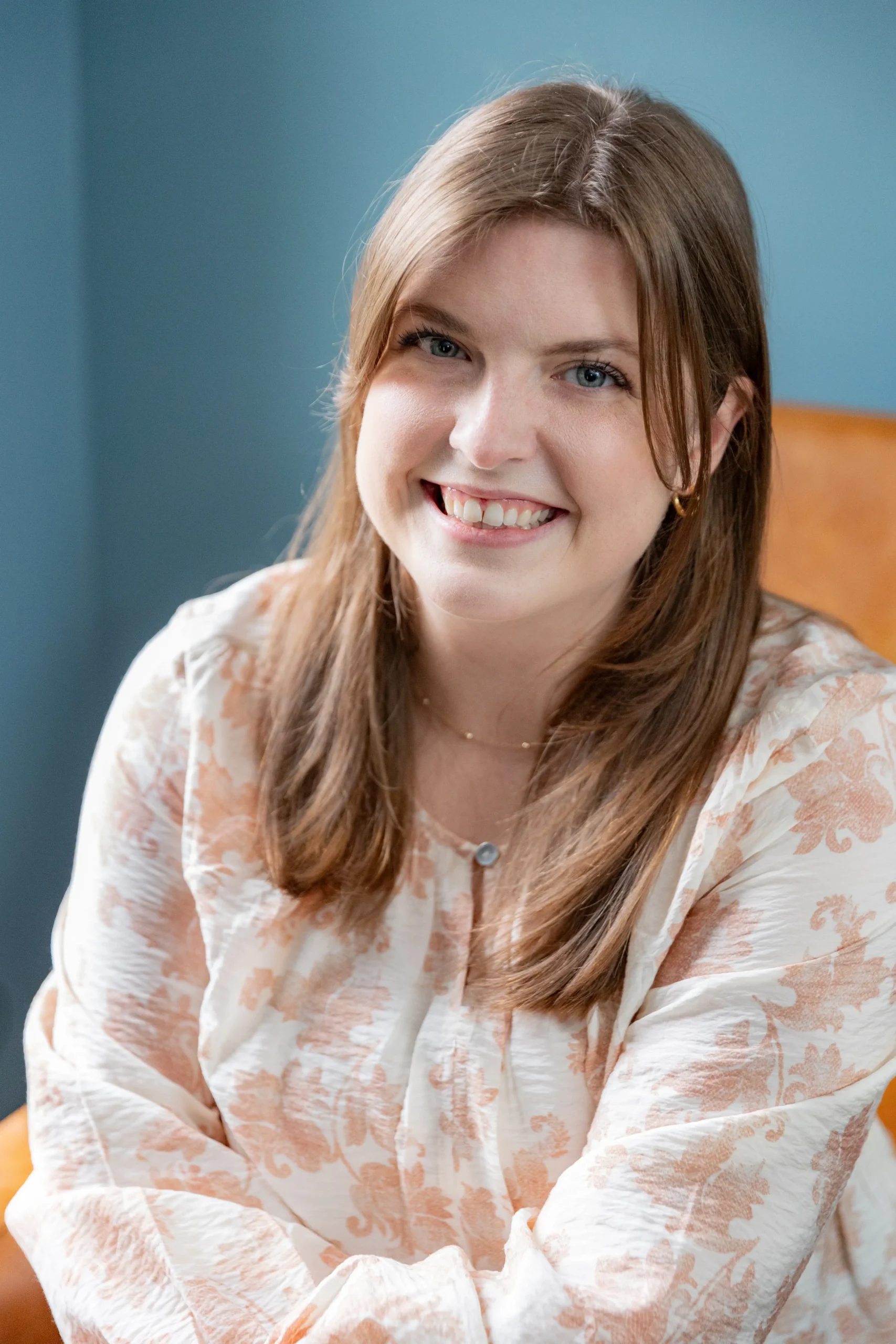 Smiling woman with blonde hair